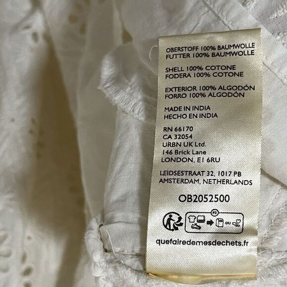 Anthropologie Pilcro Puff Sleeve Eyelet Playsuit Romper Jumper Size MP White NEW - Picture 8 of 9